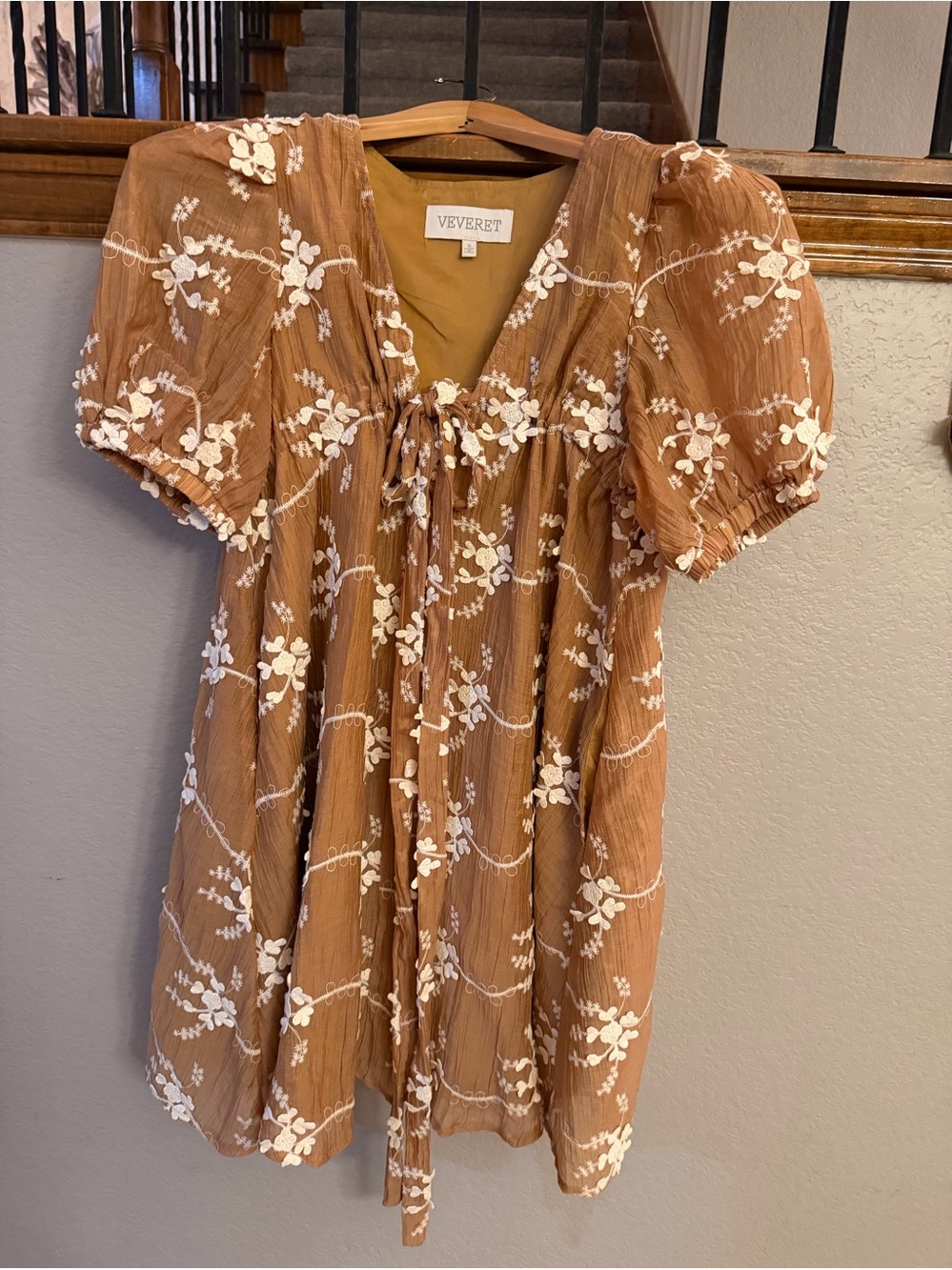 Women's Floral Embroidered Tie-Front dress